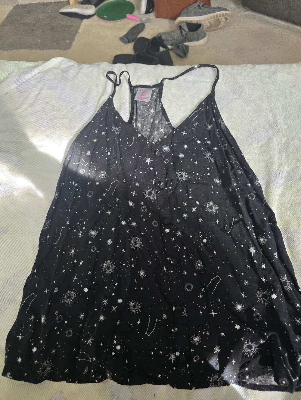 No Boundaries Small 3-5 Galaxy Patte Spaghetti Strap Tank Top
